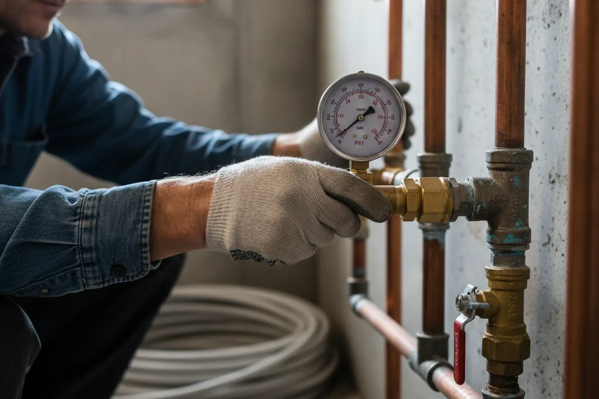 Pressure testing a repaired line during Water Line Repair in Salyer